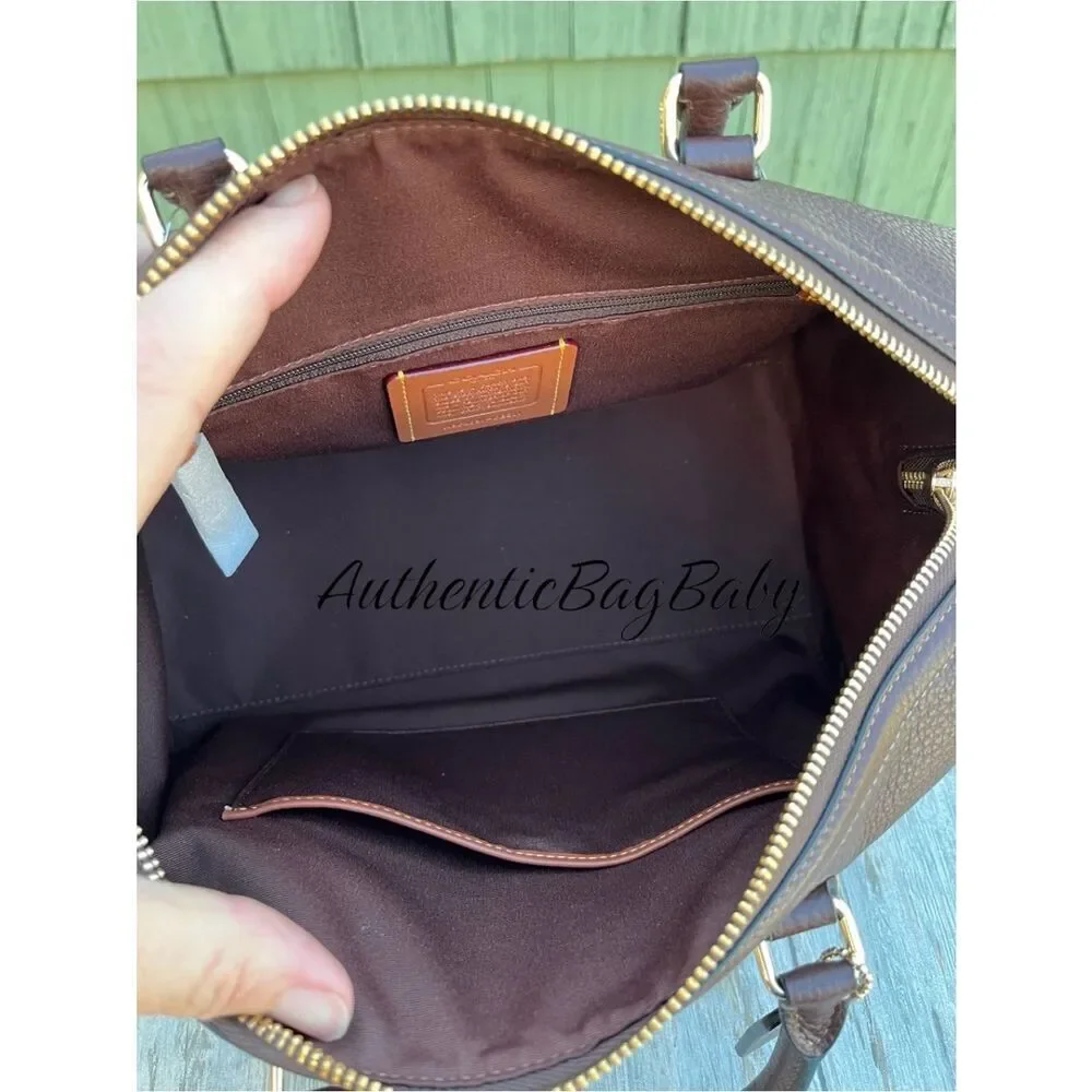 Coach Rowan Large Satchel Pebbled Leather Maple Bag Purse